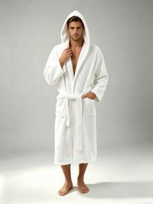 Hooded Pineapple Bathrobe - White