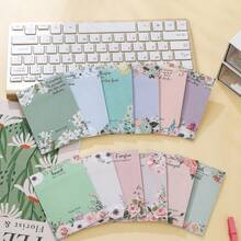 3/6pcs Floral Fresh Tear-Off Memo Pads, Inspirational Self-Adhesive Sticky Notes For Reminders, Study, Note-Taking, Record-Keeping And Marking School Supplies - one-size - View 2