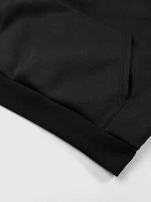 YUNTUO 男士極簡山脈印花連帽衛衣，寬鬆休閒抽繩袋鼠口袋套頭衫，街頭風，休閒，青春，極簡，校園，復古，百搭，質感，優雅，個性，運動 - 黑色 - 查看 6