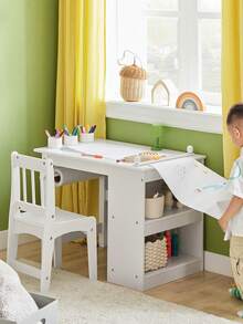 SoBuy KMB60 Children's Table With 1 Chair Children's Seating Group Inside Children's Table Chair Set Painting Table For Children - 白色 - 查看 2