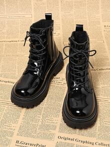 Winter Women's Comfortable Fashion Versatile Ankle Boots, Thick Lined Solid Color Ankle Boots, Snow Boots. - Black - View 5
