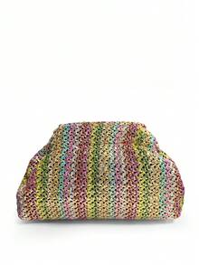 Dedoo This Lady Is Holding A Woven Pleated Clutch Bag, The Pleats Are Light As Clouds, Fashion And Minimalist (Gift Bag Included) - Multicolor - View 4