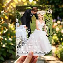 Customized Photo & Text Wedding Date Card, Personalized Thank You Card, Suitable For Family And Friends, Customizable Wedding Photo Invitation, Ideal For Mother's Day, Father's Day, Anniversary, Bridal Shower, Wedding And Baby Shower Gifts - Customized Greeting Cards - View 6