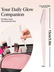 12-Piece Warm Pink Multi-Function Grooming Set, Combines Eyebrow Trimming, Shaving, Exfoliating And Hair Removal Functions, Includes , Facial And Body Cleansing Tools, Long Handle With Protective Cover - Pink Eyebrow Trimmer - View 5