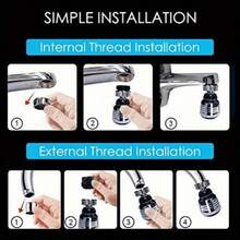 2pcs/1pc 360° Rotatable Faucet Extender - High Pressure, 2 Adjustable Modes (Soft Shower And Powerful Spray), Water-Saving Anti-Splash Design, Suitable For Kitchen And Bathroom Sinks, Tool-Free Installation, Universal Fit - Silver - View 7
