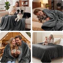 - Manta impermeable para perros medianos y grandes, manta lavable para sof, proteccin de muebles, 50x 60 pulgadas, manta reversible de franela Sherpa a prueba de lquidos, color gris - Gris + 50" x 60" - Ver 8