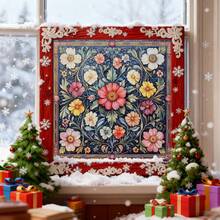 1 Set 46*46cm/18.11*18.11inch Vintage Floral Cross Stitch Kit (Semi-Finished), DIY Art Needlework Materials, 11CT Cross Stitch Decorative Painting, Creative Handmade Gift. Complete Set Home Decor Printed Cross Stitch Crafts, Suitable For Home Decor Knitting Art. Frame Not Included - Retro Floral - View 3