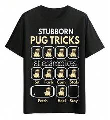 Playeras Trucos De Pug Obstinado - Blanco - Ver 6