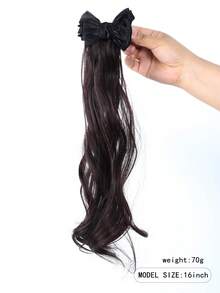 16Inch Wavy Half-Tied Bow Clip In Ponytail Hair Extension Heat Resistant Synthetic Natural Wave With Bow Ponytail Wig - View 3