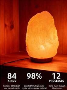 8-Color Changing Himalayan Salt Lamp, Colorful Mineral Night Light, Creative Warm Bedside Decorative Lamp, Natural Crystal Salt Rock Table Lamp, Valentine's Day Birthday Gift Home Decor, Hand-Carved, LED Bulb And Natural Oak Base, Relaxing Atmosphere, Essential Oil Compatible, Gentle Heat From Salt Lamp Helps Diffuse Fragrance - Multicolor - View 1