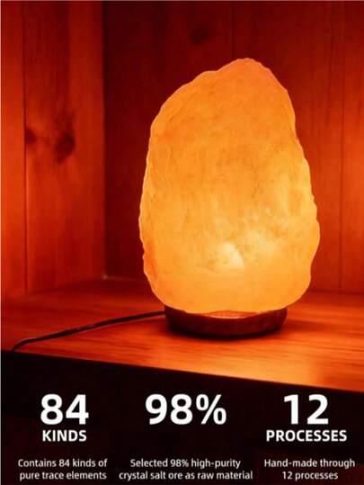 8-Color Changing Himalayan Salt Lamp, Colorful Mineral Night Light, Creative Warm Bedside Decorative Lamp, Natural Crystal Salt Rock Table Lamp, Valentine's Day Birthday Gift Home Decor, Hand-Carved, LED Bulb And Natural Oak Base, Relaxing Atmosphere, Essential Oil Compatible, Gentle Heat From Salt Lamp Helps Diffuse Fragrance
