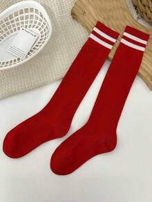 1 Pair 8-14 Years Old Children Knee-High Football Socks, Moisture-Wicking Breathable Striped Long Tube Sports Socks, Suitable For, First Day Of School - Multicolor - View 16