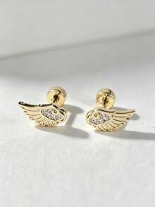 1 Set ( + Right Wing) Hypoallergenic Soft Punk Angel Wing Design Earrings, Suitable For Couples Ear Piercing, Angel Wings Earrings For Men And Women - Winged Ear Cartilage Stud - View 11
