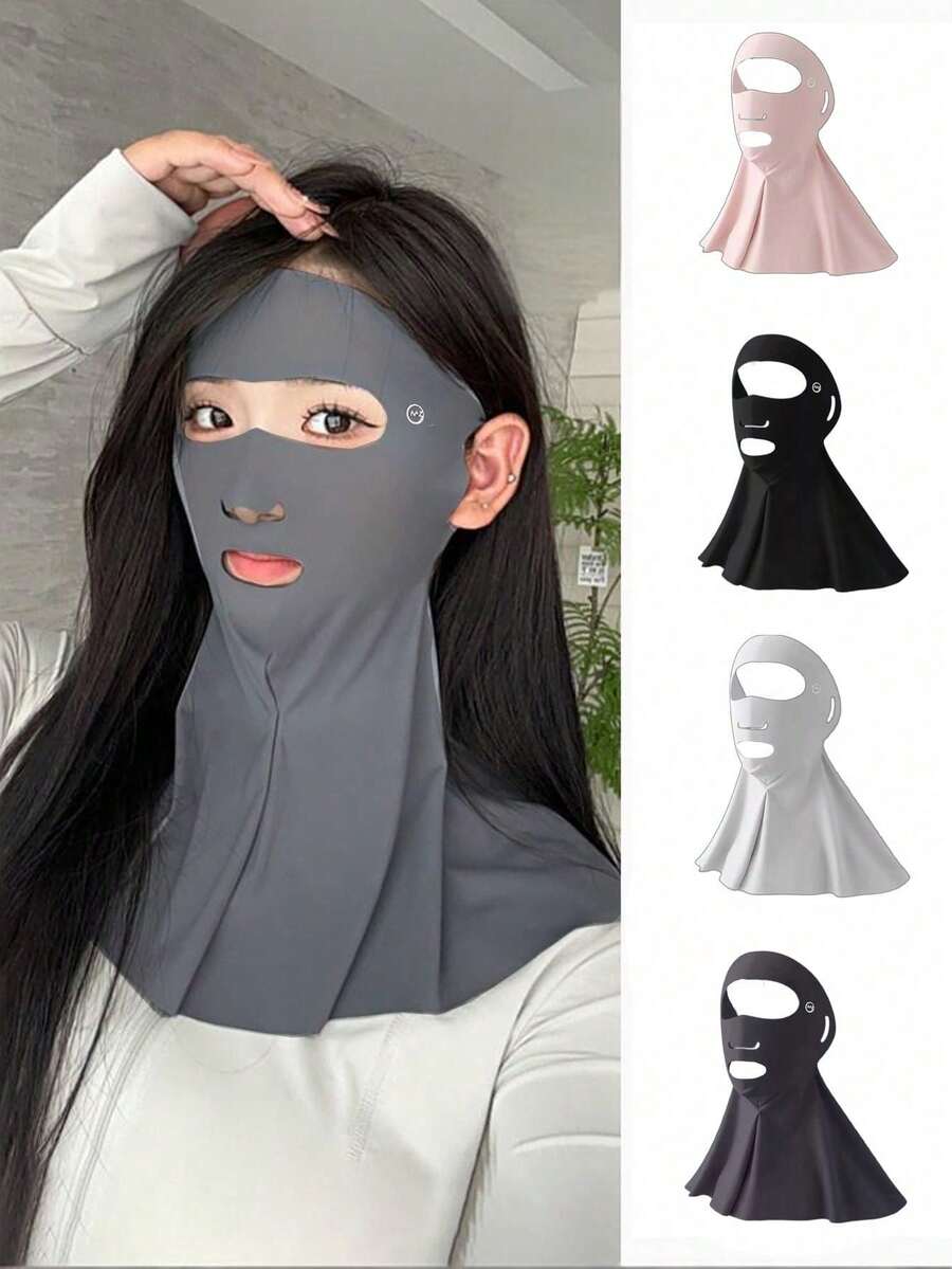 1pc Summer Full Face Sun Protection Mask, Women's UV Protection Neck Scarf, Breathable Drinking Mask - Multicolor - View 1