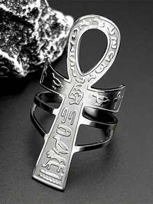 Egyptian Ankh Cross Key Of Life Adjustable Open Rings For Women Men Stainless Steel Mythology Animal Rune Finger Ring Jewelry - Ring - View 7
