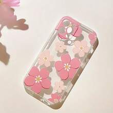 1個 Ins 風格清新木槿花與葉子素色圖案防滑柔軟手機殼，適用於 iPhone 11/12/13/14/15/16 Pro Max - 彩色 - 查看 3