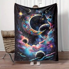 Manta Pequeña con Estampado de Estrellas y Luna Nocturnas - Multicolor - Ver 2