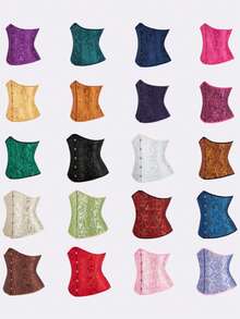 Multi-Color Optional Jacquard Corset, Front Closure & Back Tie Design, Retro Palace Style, Suitable For Daily Wear, Party, Halloween - Multicolor - View 4