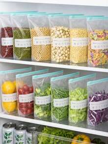 1/10/15/20/45pcs Reusable Airtight Food Storage Bags, Kitchen Accessories, Thickened PE Zipper Freezer Bags, Microwave Friendly Blue Transparent Fresh Keeping Storage Bags For Kitchen Storage Organizer, Snacks, Fruits & Vegetables - Multicolor 2 - View 5