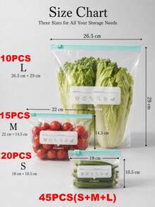 1/10/15/20/45pcs Reusable Airtight Food Storage Bags, Kitchen Accessories, Thickened PE Zipper Freezer Bags, Microwave Friendly Blue Transparent Fresh Keeping Storage Bags For Kitchen Storage Organizer, Snacks, Fruits & Vegetables - Multicolor 2 - View 13