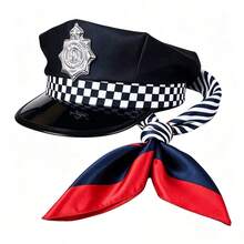1件/2件/6件 女款帽子，附銀色徽章，黑色帽簷，藍色警察帽配格紋飾邊，萬聖節角色扮演配件 - 彩色 - 查看 16