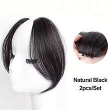 2pcs Side Bangs Synthetic Hair Extensions, Easy Clip-On Ombre Bangs, Natural Seamless Synthetic Hair Bangs, Suitable For Women And Girls - Multicolor - View 9