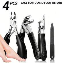 2-7 pièces Ensemble professionnel de soins des pieds et de manucure robuste - Outils de soins des ongles en acier inoxydable, comprend des coupe-ongles, un repousse-cuticules/retire-cuticules, un outil exfoliant, des coupe-ongles inclinés et droits - Outils de soins manuels robustes pour les pieds et les mains - Multicolore - Voir 10