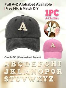 1pc Vintage Baseball Cap, Detachable A-Z Letter Patch Self-Adhesive, Personalized Initial DIY Adjustable Soft Top Trucker Hat, Casual Outdoor Gift - Style 1 - View 2