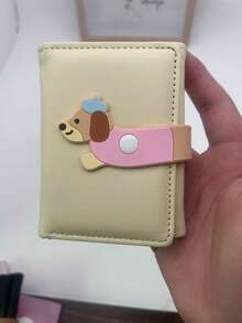 Cute Dog Pattern Compact Wallet, Korean Style Small Portable Multifunctional Card Holder & ID Holder, Holiday Graduation Teacher Appreciation Gift, Purple Girls Purse Mini Wallet - Multicolor - View 8