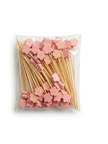 1 Pack Floral Cocktail Skewers, 4.72 Inch Handmade Pink Floral Bamboo Sticks, Decorative Food Picks, Suitable For Cocktails, Fruit, Cold Cuts - Multicolor - View 10
