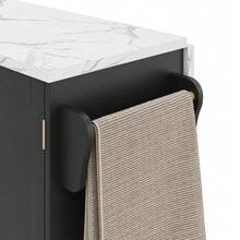 Mobile Kitchen Island With Foldable Work Surface, Kitchen Trolley, 5 Wheels, Multiple Storage Solutions, Spice Rack, Cutlery Drawer, 120 X 45 (70) X 90 Cm - 黑色 - 查看 9