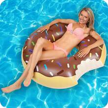 Donut Inflatable Swim Ring Float, Unisex Adult, Beach Water Swimming Party Decoration Float - Khaki - View 2