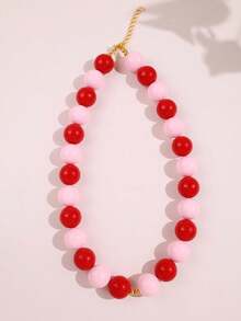 Collar grande de cuentas de contraste colorido hecho a mano, joyería gruesa con encanto de estilo bohemio Y2K, adecuado para el uso diario de las mujeres en vacaciones de verano - Multicolor - Ver 8