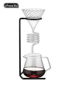 choxila 1 buah Teko Kopi Tuang Vintage dengan Pegangan, Alas Logam, Cangkir Saringan Tetes, dan Dudukan Cangkir Kaca, Gaya Universal - Tempat gelas penyaring - View 7