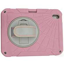 1 Pc, Compatible With IPad 10/11 (A16) Case, 12 Shock-Resistant Tablet Case, 360-Degree Rotating Stand Case With Carrying Strap, Shock-Absorbing Three-Layer Full-Coverage Protection, Silicone + PC Shell - Pink + - View 10