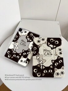 Cute Cat Painted Effect Acrylic Crystal Tablet Protective Case With Stand, Compatible With Apple 10.2 Inch, (A16) 11 Inch 11th Gen 2025, 9th/10th Gen, Air 4th 10.9 Inch, Air 7/8 New Air 6, Pro 11, Foldable Anti-Bending, Silicone Reinforced Corners - Style 6 - View 5