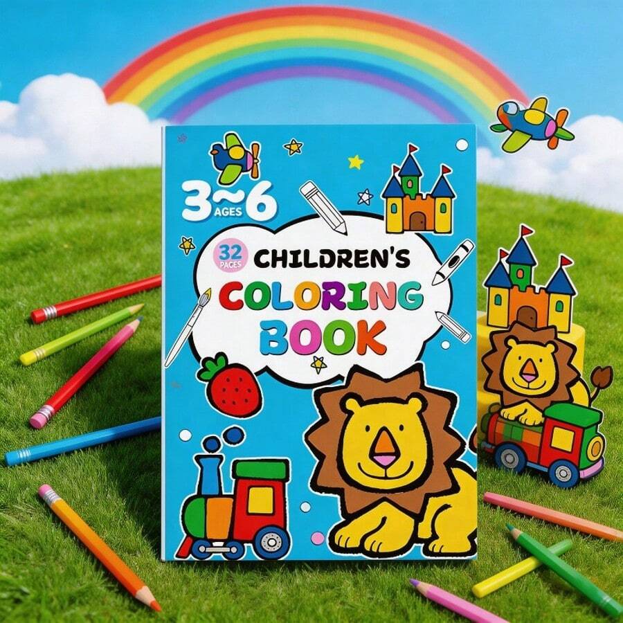 1Pc Children's Fun Coloring Book: 32 Pages, Interactive Drawing, Doodle Sketchbook - Includes Colorful Patterns, Educational And Enlightening Back To School