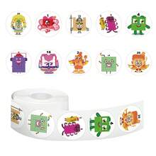 500pcs Number Blocks Sticker Roll, 10 Styles, Aesthetic Stickers, High Quality Stickers Scrapbook, Journaling, Laptop, Bumper, Skateboard, Water Bottles, Suitcase, Decorative Paper, Refrigerator, Car, Plan Book, Rewards Stickers School Supplies - Digital Blocks - View 1