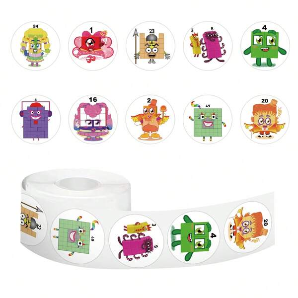 500 pièces Rouleau d'autocollants NumberBlocks, 10 styles, autocollants esthétiques, autocollants de haute qualité pour scrapbooking, journal, ordinateur portable, pare-chocs, skateboard, bouteilles d'eau, valise, papier décoratif, réfrigérateur, voiture, carnet de planification, autocollants de récompense
