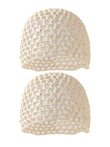 1 chiếc mũ len móc ren rỗng đính sequin, màu trơn, đa năng, thời trang dành cho nữ, phù hợp với trang phục mùa xuân, hè và thu. - A - Xem 20