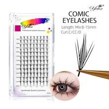 12 Rows Premade Spike Eyelash Extensions 0.07mm Air Series Feather Shape Manga Anime Individual Lashes 8-15mm Mixed Volume Fans DIY Clusters Lashes - 查看 14