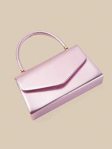 1 Piece White PU Material Flap Clutch Bag With Luxury Metal Decoration, Showing Fashion And Elegance, Suitable For Holding, Carrying, Wearing On The Shoulder Or Crossbody, P - 象牙色 - 查看 5