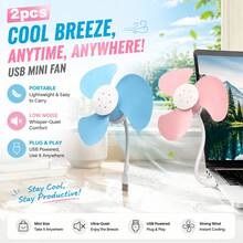 2件裝新款USB迷你便攜靜音手持小風扇,可折疊,360°可調角度,適用於辦公室、宿舍、海灘、戶外,極致涼爽,車用風扇,夏季清爽禮物,伴娘禮物,化妝美容小風扇,母親節禮物,派對禮物,夏季必備,戶外旅行,畢業禮物,戶外行程理想選擇 - 白色 - 查看 2