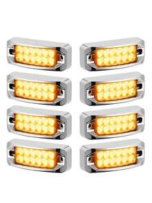 8pc Rectangular Side Ceiling Light Tab Strobe Lights 12-24v - 黃色 - 查看 1