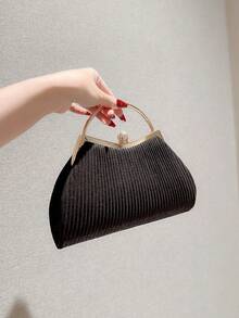 Fashionable Handheld Evening Bag Evening Dress Bag - Black - View 4