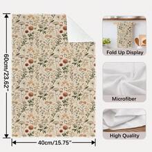 2pcs Vintage Floral Seamless Pattern Kitchen Towels, Rectangular Microfiber Dish Cloths, Dish Towels, Scrubbers, Hand Towels, Cooking Baking Tea Towels, Kitchen Decor, Housewarming Gift, Birthday Gift, Bathroom Cleaning Cloths, Decorative Towels - Multicolor - View 4