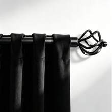 Barra de cortina negra mate, diseño de empalme de varias piezas, ajustable de 32 a 144 pulgadas, juego completo con soportes y remates, fácil de instalar - Negro 1 pieza - Ver 2