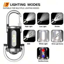USB Rechargeable Mini Keychain Flashlight, 7 Lighting Modes, Portable Pocket Light, Suitable For Travel, Reading, Night Work - Multicolor - View 4