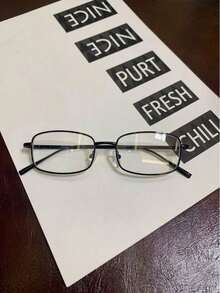 1 Pair Retro Small-Frame Y2K Black-Rim Glasses – Unisex Metal Full-Frame Decorative Eyewear; Lightweight, Comfortable Fashion Accessory; High-Quality Frames For Women - View 3