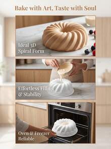 大號 6 吋 Savarin 烘焙模具 3D 不沾蛋糕模 矽膠杯子蛋糕磅蛋糕巧克力松露模 易脫模 可洗碗機清洗 可重複使用 適用生日、聖誕節、情人節、復活節，日常烘焙工具，蛋糕、麵包、慕斯、果凍 - 彩色 - 查看 6